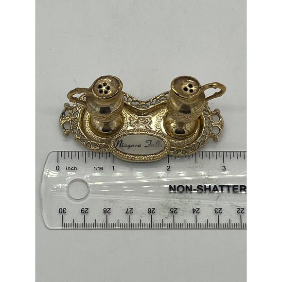 Mini Niagra Falls Souvenir Elegant Jar Salt and Pepper Shakers w/Tray - Picture 6 of 6